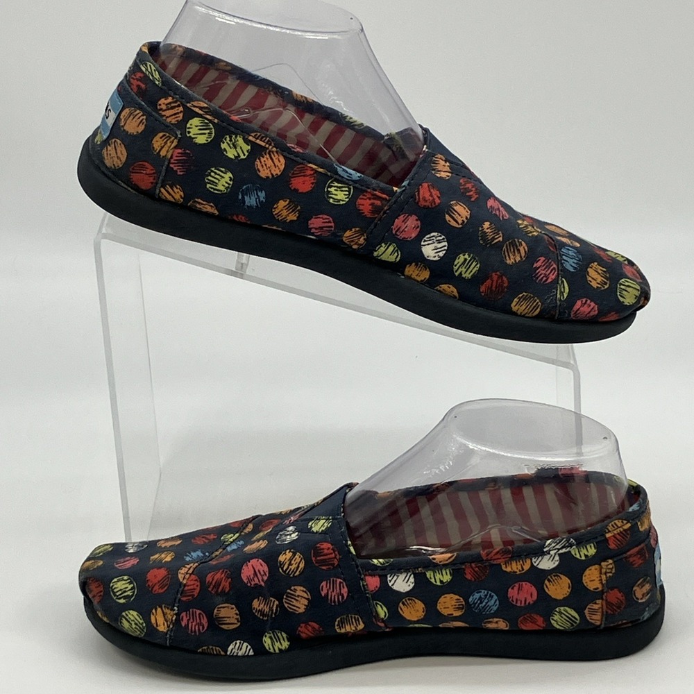 Toms Polka Dot Slip‎ On Shoes Womens 7 Youth 5.5 Colorful Dopamine Dressing